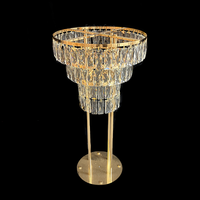 Centre de table de mariage, support à fleurs en cristal doré, vase à fleurs en métal pour la décoration