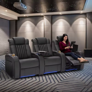 Sillones Modernos para <span class=keywords><strong>Cine</strong></span> en Casa con Consola de Tela, 4 Colores, Iluminación Ambiental, Altavoces Bluetooth, Puertos USB y Tomas de Corriente Integradas - Product Image 2