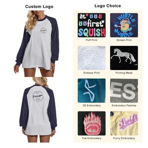 Camiseta Deportiva Informal de Manga Larga para Gimnasio, Cómoda, de Alta Calidad, con Bloques de Color Combinados, Duradera, Personalizada, con Mangas Raglán para Mujer - Product Image 3