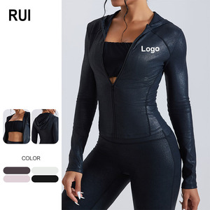 RUIQUWIN Chaqueta Deportiva para Mujer, Efecto Segunda Piel, Ajustada, con Cremallera, Top de Fitness, Transpirable, Manga Larga, para Yoga - Product Image 1