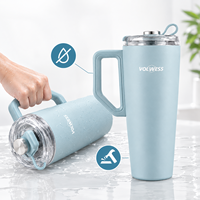 Lot de 2 gobelets isothermes en acier inoxydable avec couvercle, personnalisables avec logo, réutilisables, pour café et voyage