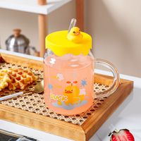 Canard jaune mignon en verre avec ventouse, cadeau de grande valeur esthétique