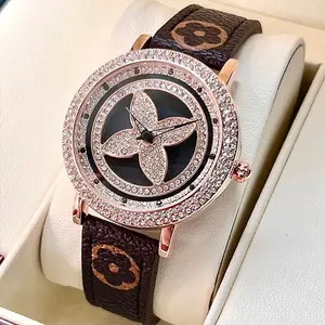 Lüks İzle kadınlar moda bayanlar izle elmas iplik dönen arama quartz saat kadınlar için su geçirmez reloj de mujer