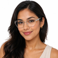 Nouvelles montures de lunettes anti-lumière bleue œil-de-chat en métal à monture complète, style sud-américain, pour femmes, avec verres PC ; Verres unis tendance