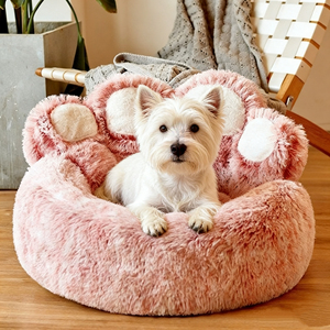 Umweltfreundliches Modernes Hunde- & Katzenbett für Alle Jahreszeiten Rundes Plüsch Warmes Gemütliches Kunstfell Großes Haustierbett - Product Image 6