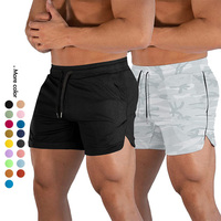 Nouveaux shorts de sport pour hommes avec logo OEM, taille élastique, 2 pièces, séchage rapide, entraînement athlétique, shorts de sport pour hommes, shorts de gym
