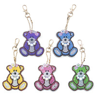5 pièce/ensemble DIY Diamant Porte-clés Pendentif Cristal Sac Suspendu Pleine Perceuse Diamant Peinture Ours Porte-clés Femmes Sac Pendentif Charme
