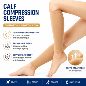 Manchons <span class=keywords><strong>de</strong></span> compression pour genoux beige, soutien médical ouvert pour le mollet, pour gonflements, confort quotidien, vente en gros OEM, directement <span class=keywords><strong>de</strong></span> l'usine - Product Image 5