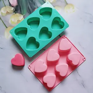 6 Löcher Valentine Herzförmige Silikon Seifen form DIY Liebe Seife Herstellung Form Schokoladen kuchen Backform Geschenke Bastel bedarf