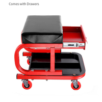 Tabouret rembourré pour atelier de réparation de voiture, siège de creeper à roulettes pour mécanicien de garage avec tiroir de rangement pour outils