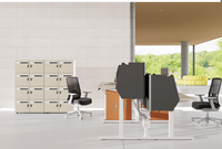 Poste de travail intelligent électrique réglable en hauteur pour 2 personnes, bureau assis-debout avec rail d'accessoires, mobilier de bureau personnalisable OEM en gros
