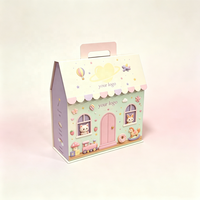 Boîte cadeau mignonne en forme de maison, boîte en papier personnalisée avec logo et poignée, motif dessin animé pour emballage de bonbons, jouets et cadeaux d'anniversaire pour bébés et enfants