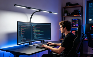 Lampe de bureau LED moderne en métal de <span class=keywords><strong>44</strong></span> pouces avec pince réglable, barre à 4 segments, commande tactile et télécommande pour le dessin et la lecture - Product Image 6