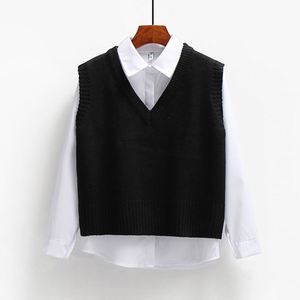 Spring and Autumn College Style <b>Ladies</b> <b>Waistcoat</b> Literary Short Loose Vest Women's <b>Knitted</b> Tops - Product Image 5