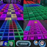 Dalles de sol interactives LED de haute qualité, capacité de charge de 500 kg, sol de danse 3D en verre trempé pour la location d'événements en discothèque