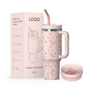Best-selling Large-capacity Stainless Steel Car Water <b>Bottle</b> with Printed Patterns and Straws, Company Custom Gift Water Cup - Product Image 4
