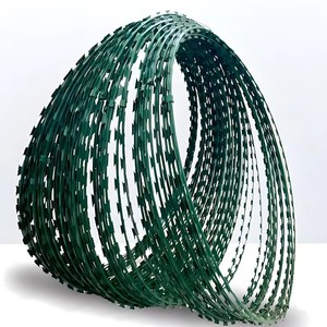 PVC Coated Razor Barbed <b>Wire</b>, Anti-Corrosion Plastic Coated Concertina <b>Wire</b> for Airport Border Farm Security Fence - Product Image 1
