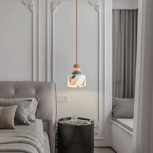 Lustre suspendu pour café, magasin de vêtements, chambre à coucher, salon, couloir d'entrée, style confortable, en marbre, de luxe, avec éclairage artificiel - Product Image 4