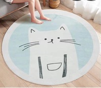 Dessin animé lunettes chat rond salon tapis chambre d'enfants tapis de chevet Simple thé Table tapis mignon anti-dérapant tapis