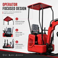 Mini-excavatrice sur chenilles de 180 mm, excavatrice compacte pour travaux agricoles et aménagement paysager sur sols meubles