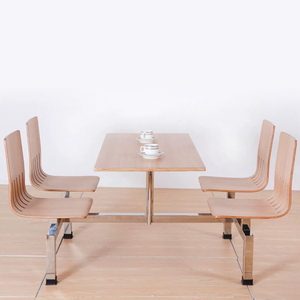 Juego de Mesa y Sillas de Comedor Moderno de 4 Plazas con Estructura de Acero Inoxidable Duradera y Acabado de Madera Natural <span class=keywords><strong>para</strong></span> <span class=keywords><strong>Muebles</strong></span> de Restaurante - Product Image 1