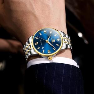 OLEVS 6723 scavato mani luminose Business in acciaio inox semplice quadrante romano meccanico da uomo orologio da polso automatico Movt orologi - Product Image 3