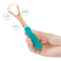 Vente en gros de nettoyants de langue en or rose grattoir de langue en acier inoxydable de qualité chirurgicale pour le nettoyage de la langue des adultes