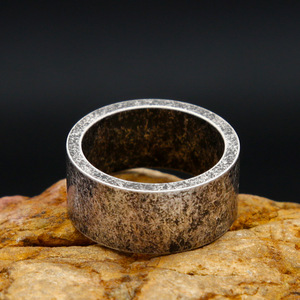 yunnique Minimalist Retro <b>Titanium</b> Steel <b>Ring</b> Distressed Finish Wedding Band For Men And Women - Product Image 1