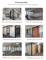 Cloison de séparation en verre moderne pour bureau, isolation acoustique STC 35, cadre en aluminium sur mesure, séparateur de pièce amovible