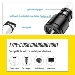 ไฟฉาย LED พลังงานสูงแบบชาร์จไฟได้ โคมไฟตั้งแคมป์พร้อมไฟด้านข้าง กันน้ำ ไฟพกพาสำหรับใช้งานกลางแจ้ง พร้อมตะขอเกี่ยวท้าย - Product Image 4