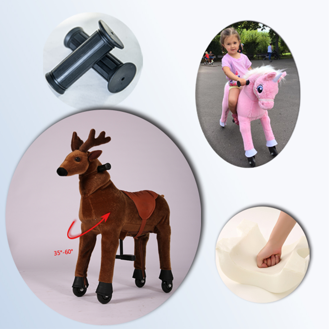 CE CPC MAXFUN Factory Pedal Kids Ride on Car For 1 0r 2 kids Play,  Brown Black Ride On Toy Animals No need battery to recharge