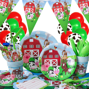 Childlike farm animals Cows Pigs Happy birthday Theme party supplies Latex Balloon decor for kids party supplies decoration