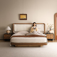 Eschenholz Hochbett mit Stauraum, Schlafzimmer, Hochwertig, Elegant, Neuer Mittelalterlicher Stil, Stoffbezug, Anpassbares Bett