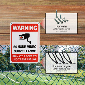 Panneau d'avertissement en métal vidéo personnalisé de 24 heures, dissuasif pour les intrusions de propriété privée, plaque d'alerte d'intrusion interdite - Product Image 2