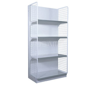 OEM/ODM rack de vente au détail en acier massif à double étagère 30X60 1310H 350D panneau arrière à trou autoportant enduit de poudre époxy blanc léger - Product Image 1