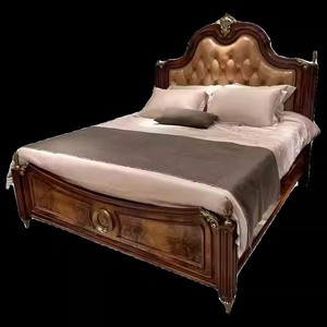 <span class=keywords><strong>Cama</strong></span> de Matrimonio de Lujo <span class=keywords><strong>Estilo</strong></span> Inglés Vintage de 1.8 Metros, con Acabado en Cobre, Chapa de Madera y Madera Maciza con Patrones - Product Image 5