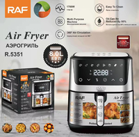 Freidora de Aire Moderna de 8L, Gran Capacidad, Pantalla Táctil, Visible, Sin Aceite, Multifuncional, Eléctrica, para Hogar, Hotel, RV