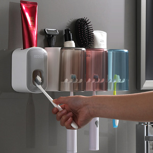 Ecoco Wall Mounted Toothbrush Cup Holder Set With Suction Cup Storage For Bathroom Electric Toothbrushes Transparent Design - Product Image 3