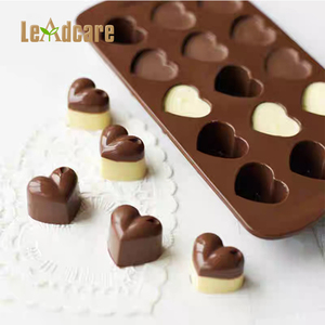 Moule à chocolat en <span class=keywords><strong>silicone</strong></span> <span class=keywords><strong>de</strong></span> <span class=keywords><strong>qualité</strong></span> <span class=keywords><strong>alimentaire</strong></span>, 15 cavités en forme <span class=keywords><strong>de</strong></span> cœur, idéal pour les gâteaux, adapté aux enfants, moule à chocolat souple DIY - Product Image 1