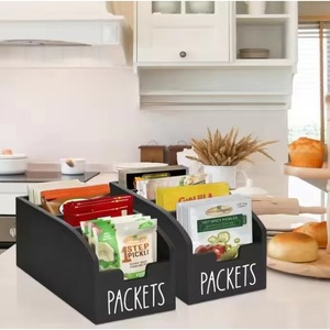 Wooden Multi Compartment <b>Tea</b> Bag Storage <b>Box</b> Rectangle Solid Color No Lid Standing Type Office Organizer Cabinet Organizer - Product Image 3