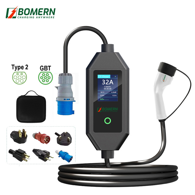 Bomern BMBC AC Portable EV Charger 7.2kw 22KW IP65 Type 2 stations ev charger 32a electric car charging