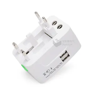 Worldwide International All In 1 Universal Travel Adaptor Wall AC Power Plug Adapter With Dual USB