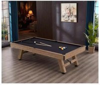 Table de billard en bois massif de 8 pieds pour intérieur/extérieur avec poches en cuir et table de ping-pong, kit d'accessoires de jeu de billard offert