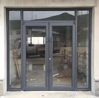 Puerta Moderna de Aluminio de Alta Resistencia, Puerta de Doble Hoja Abatible, Puerta de Entrada Comercial para Tiendas con Certificación CE ISO