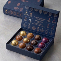Premium 1200g Karton-Klappbox für 12 Schokoladenkugeln Trüffel-Schokoladen-Geschenkbox