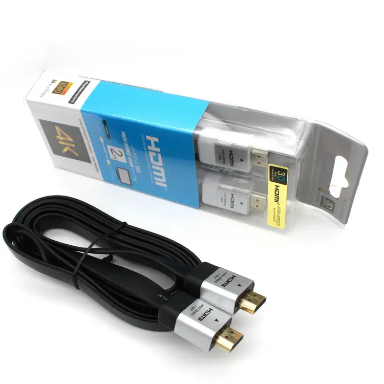 Flat HDMI To Hdmi Cable 2M Cable Hdmi Wholesalers Bulk High Speed Ultra HD TV DVD Player Port Cabo Support 4K Cabel Kabel