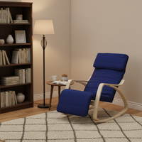 Fauteuil à bascule avec repose-pieds, design scandinave moderne, chaise en bois courbé, structure en bois K/D, tissu en velours, housse amovible, appartement