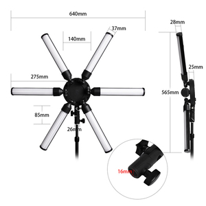 Éclairage photographique 3200-5600K 60W, lumière étoile extrême multimédia, caméra <span class=keywords><strong>photo</strong></span> téléphone, 6 tubes, anneau lumineux LED vidéo - Product Image 3