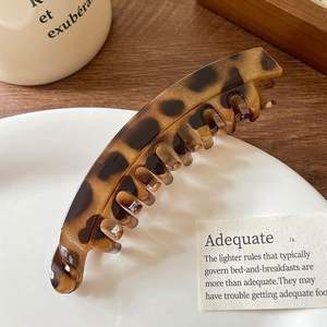 Pince à cheveux banane rétro imprimé léopard, grande taille, pour demi-queue de cheval, accessoires pour femmes et filles - Product Image 5