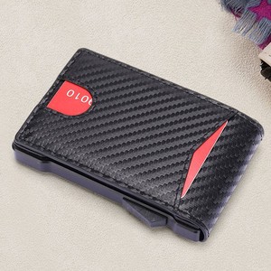 Multi Card Slot Metal Card Holder <b>RFID</b> Anti Theft <b>Wallet</b> Flip Top Bi Fold <b>For</b> <b>Men</b> Black 4 Inch Vertical Square - Product Image 1